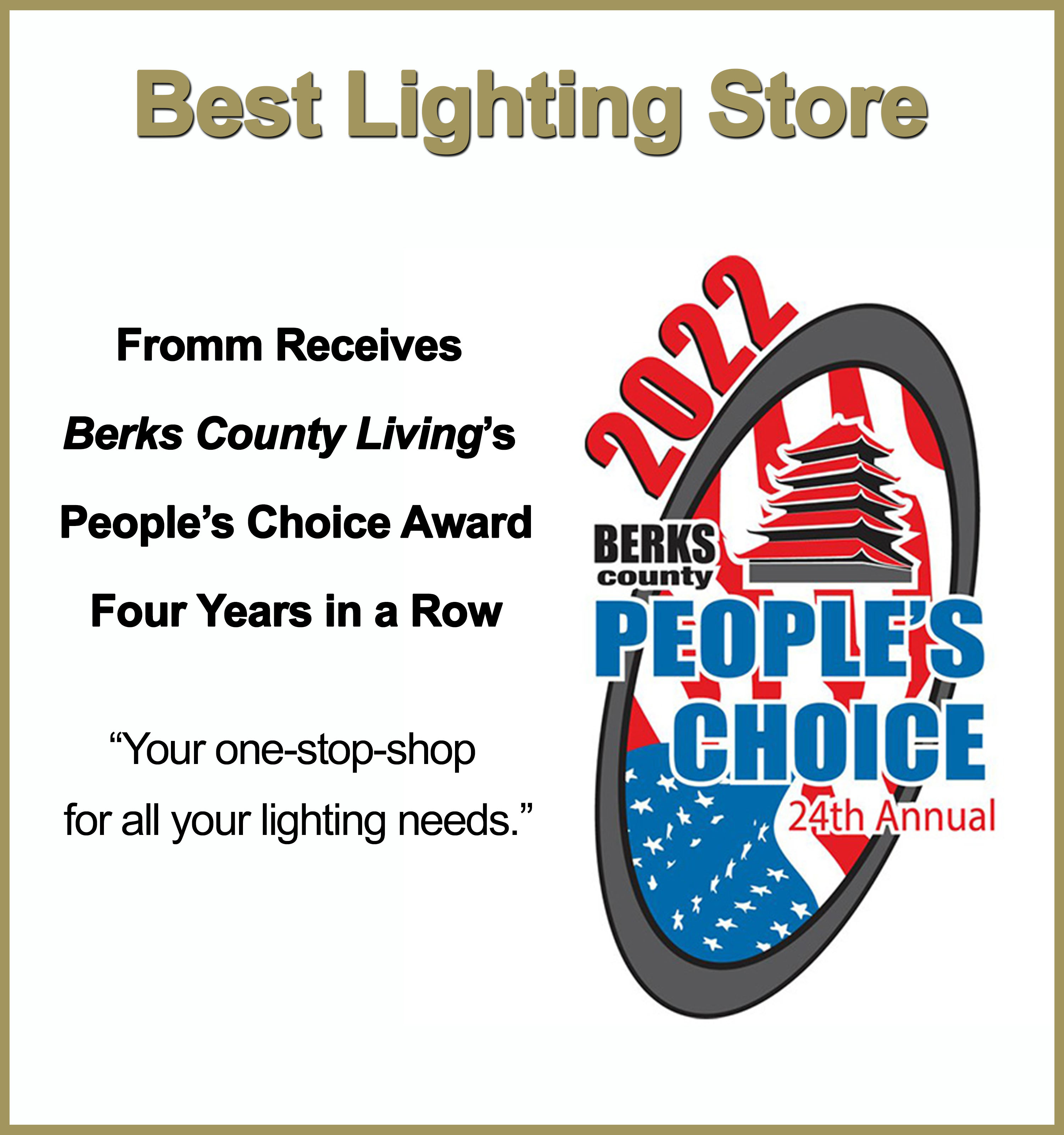 Fromm Named Best Lighting Store in Berks County